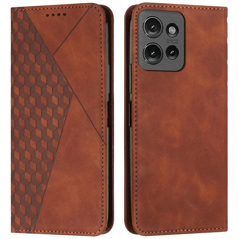 Leather Case for Motorola Moto G Power (2025) / G Play (2025) 4G Wallet Phone Cover Pattern Imprinted - Brown