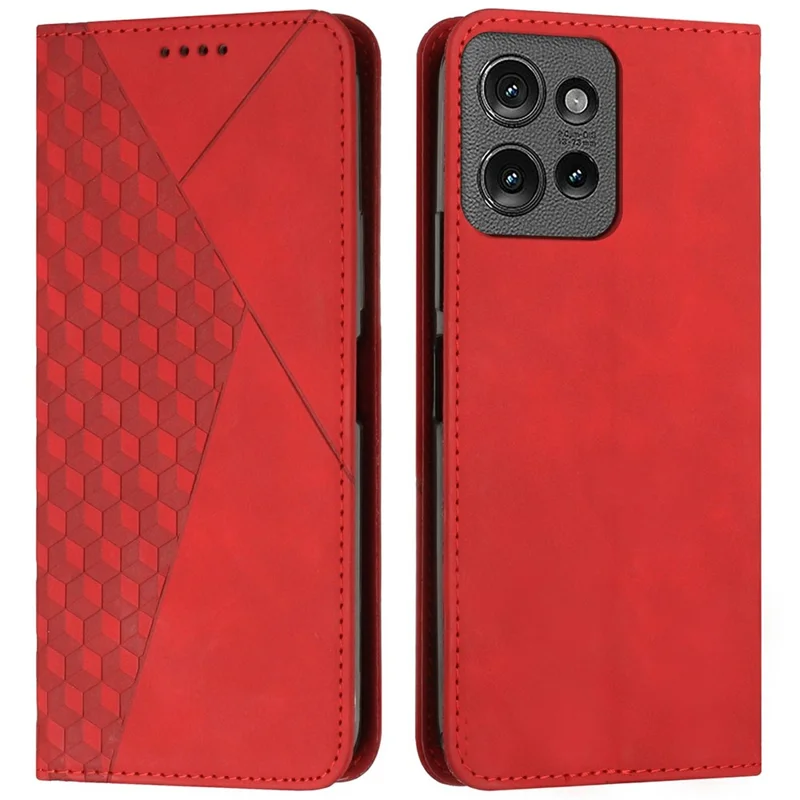 Leather Case for Motorola Moto G Power (2025) / G Play (2025) 4G Wallet Phone Cover Pattern Imprinted - Red
