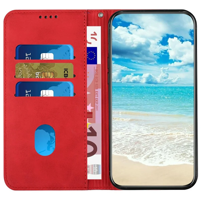 Leather Case for Motorola Moto G Power (2025) / G Play (2025) 4G Wallet Phone Cover Pattern Imprinted - Red