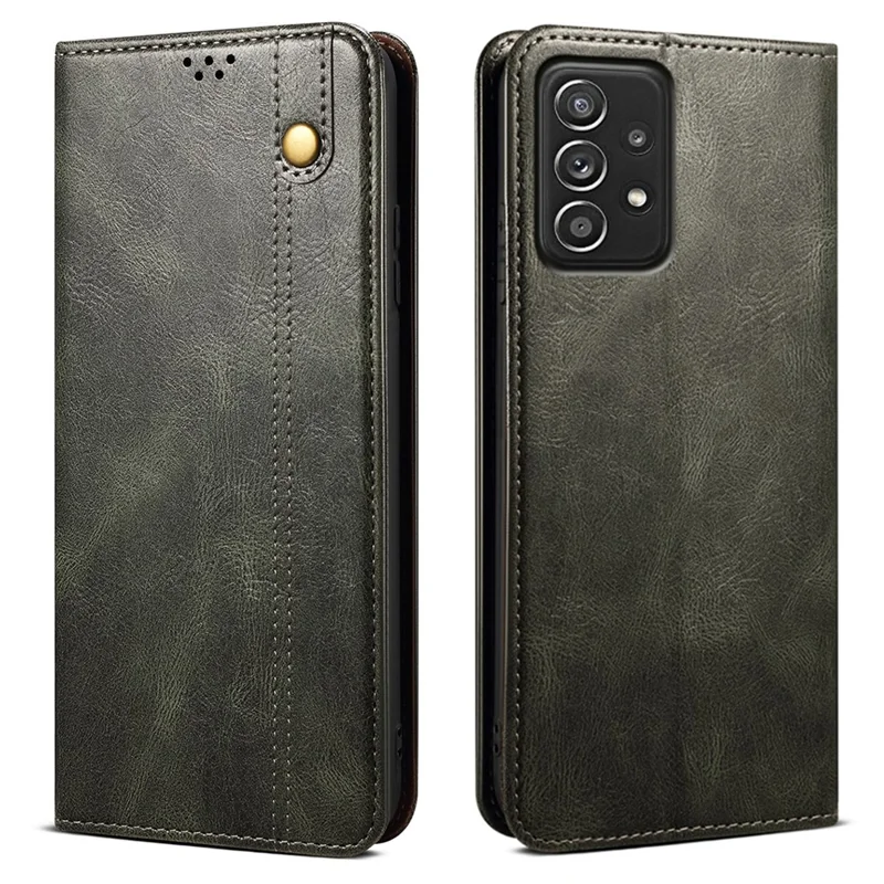Für Samsung Galaxy A52 4G / 5G / A52s 5G Hülle Crazy Horse Textur Wachsleder Brieftasche Ständer Handyhülle - Grün