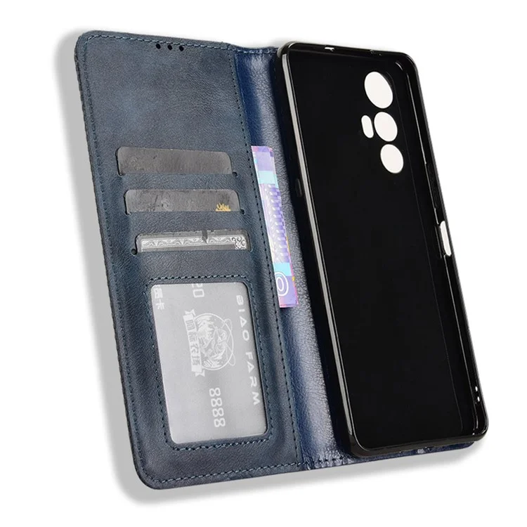 Für Cubot Max 5 Lederetui Geldbörse Stand Retro Textur Handyhülle - Blau