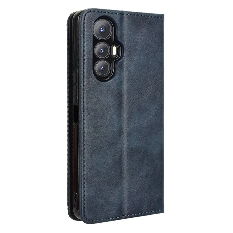 Für Cubot Max 5 Lederetui Geldbörse Stand Retro Textur Handyhülle - Blau