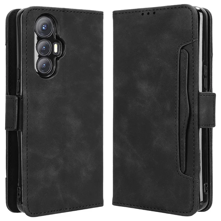 Capa de couro para Cubot Max 5 com múltiplos slots para cartões - Preto