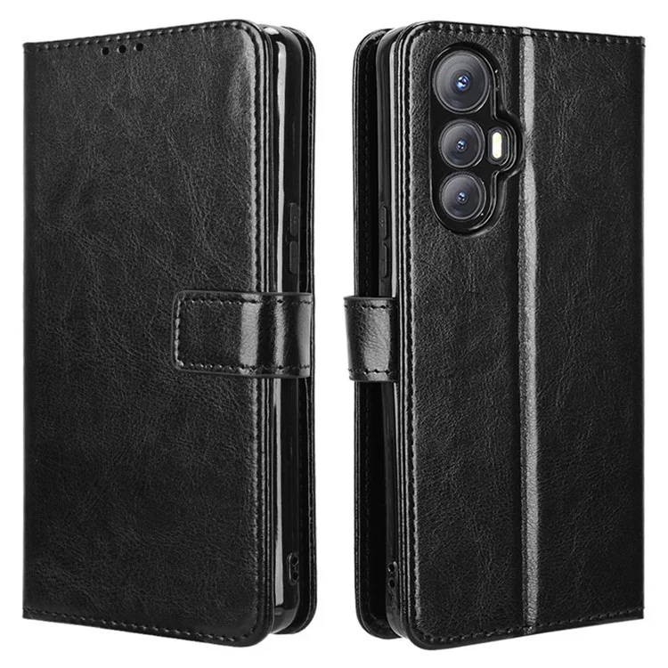 Für Cubot Max 5 Hülle Crazy Horse Textur PU Leder Handyhülle - Schwarz