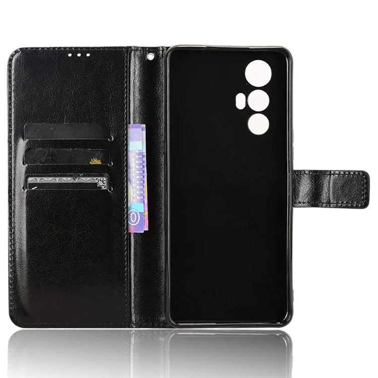 Für Cubot Max 5 Hülle Crazy Horse Textur PU Leder Handyhülle - Schwarz