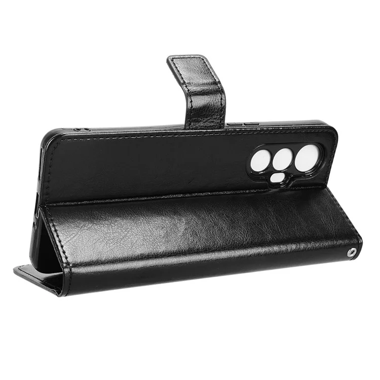 Für Cubot Max 5 Hülle Crazy Horse Textur PU Leder Handyhülle - Schwarz