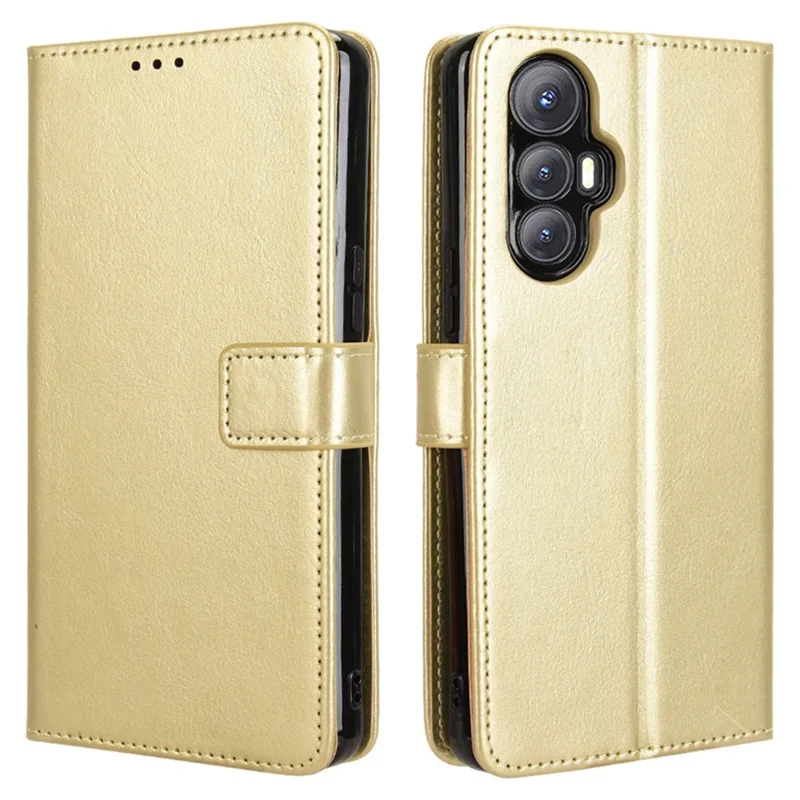 For Cubot Max 5 Case Crazy Horse Texture PU Leather Phone Wallet Cover - Gold
