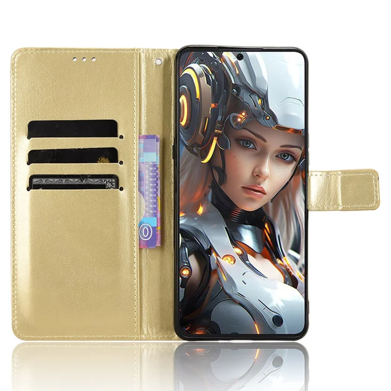 For Cubot Max 5 Case Crazy Horse Texture PU Leather Phone Wallet Cover - Gold