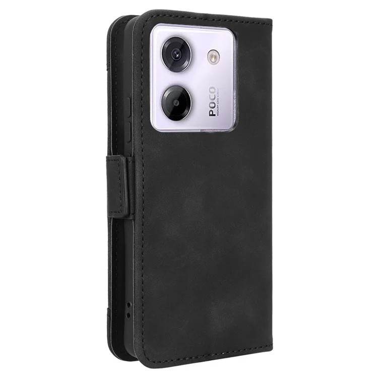 Capa de couro com múltiplos compartimentos para cartão para o Xiaomi Poco M7 Pro 5G - Preto