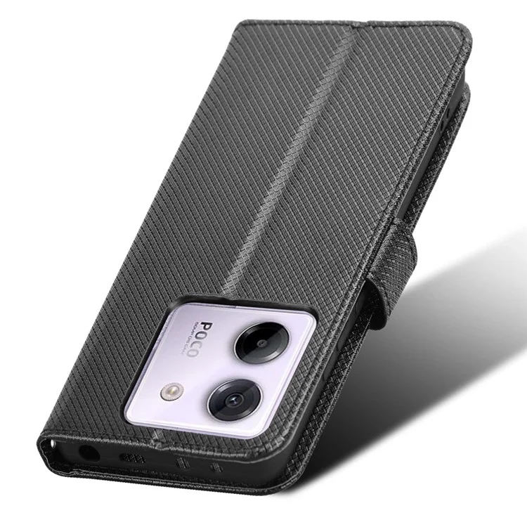 Для Xiaomi Poco M7 Pro 5G чехол из искусственной кожи с текстурой бриллианта, чехол-кошелек для телефона - черный