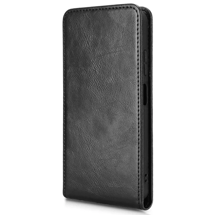 Lederhülle für Blackview Wave 8 / Wave 8C / Oscal Flat 2 mit Kartenschlitz, magnetischem vertikalem Klapptelefon-Cover - Schwarz