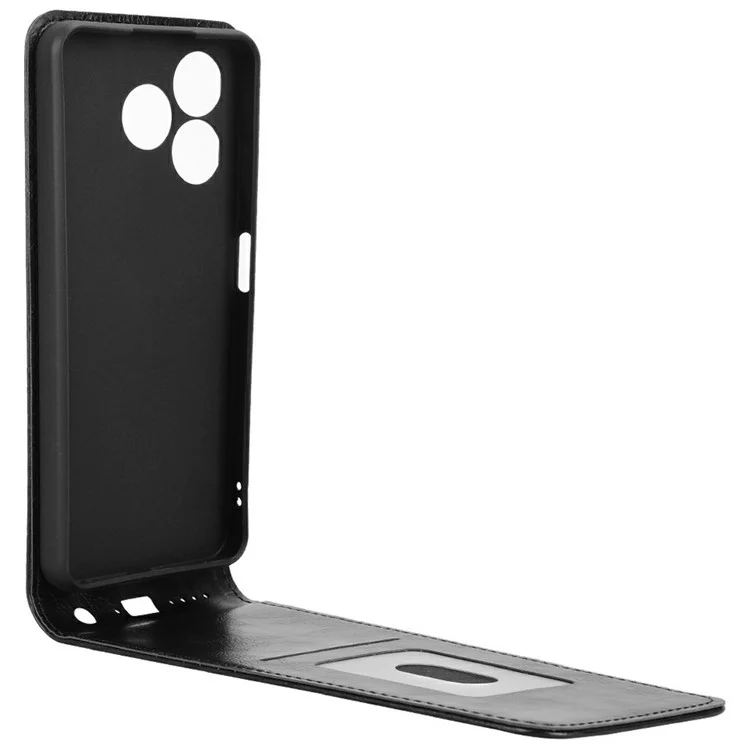 Lederhülle für Blackview Wave 8 / Wave 8C / Oscal Flat 2 mit Kartenschlitz, magnetischem vertikalem Klapptelefon-Cover - Schwarz