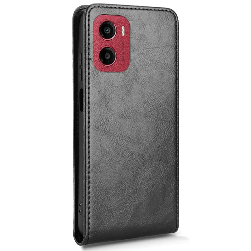 Для Motorola Moto G05 4G / E15 4G Чехол с отделением для карт, магнитный вертикальный флип-чехол из кожи - Черный
