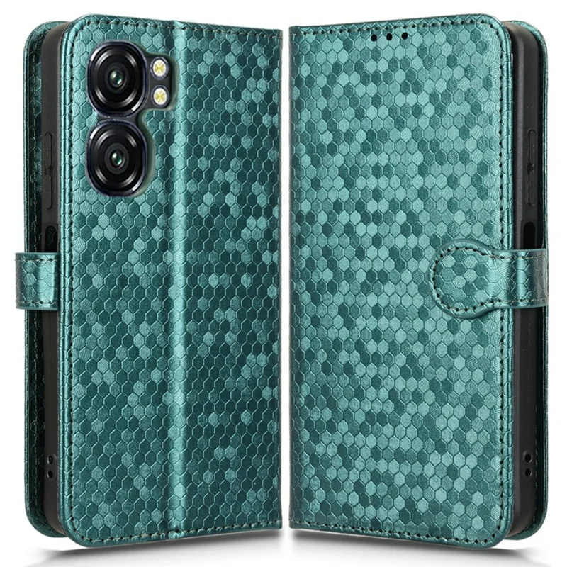 For Oukitel C58 Pro  /  C58 Wallet Case Dot Pattern Imprint PU Leather Phone Cover - Green