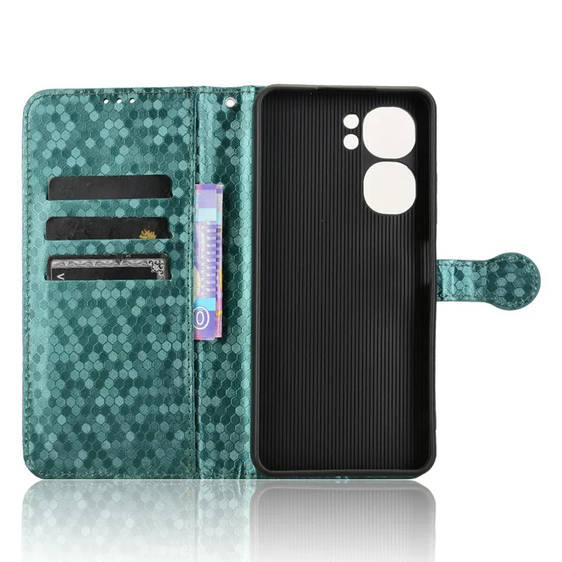 For Oukitel C58 Pro  /  C58 Wallet Case Dot Pattern Imprint PU Leather Phone Cover - Green