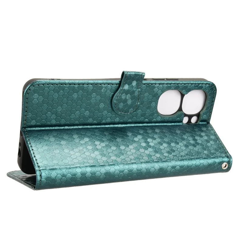 For Oukitel C58 Pro  /  C58 Wallet Case Dot Pattern Imprint PU Leather Phone Cover - Green