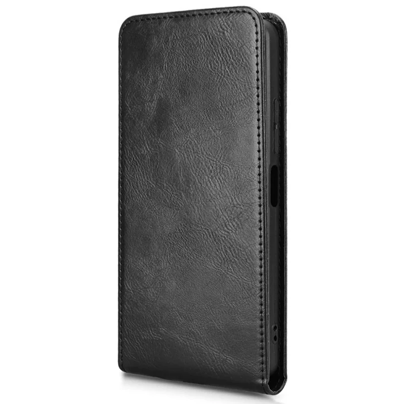 For Oukitel C58 Pro  /  C58 Case with Card Slot Magnetic Vertical Flip Leather Phone Cover - Black