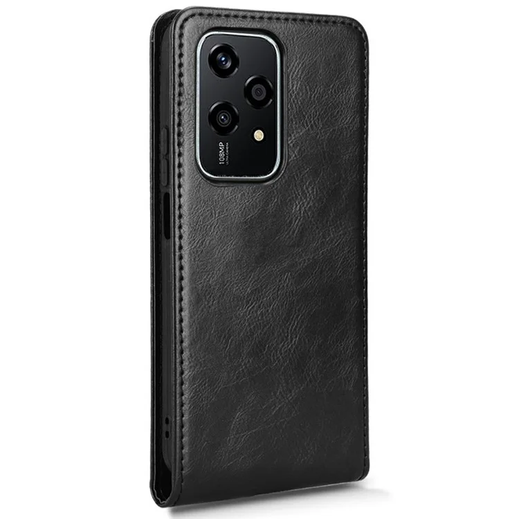 For Honor 200 Lite Case with Card Slot Magnetic Vertical Flip Leather Phone Cover - Black