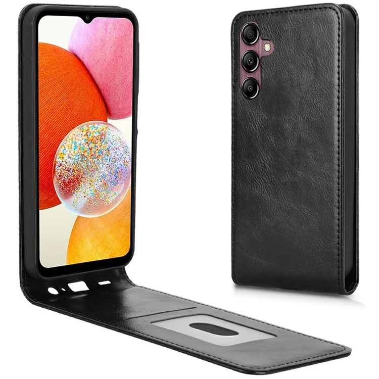 Чехол для Samsung Galaxy A15 5G / 4G с отделением для карт, вертикальный магнитный откидной кожаный чехол - черный