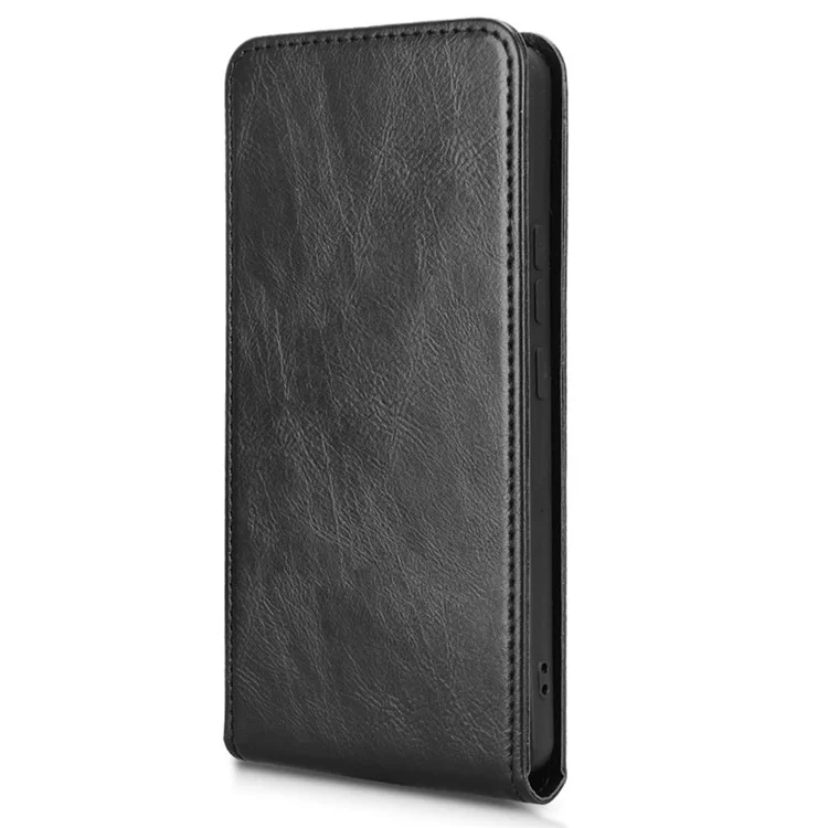 Étui pour Xiaomi Poco M7 Pro 5G / Redmi Note 14 4G avec fente pour carte, rabat magnétique vertical en cuir - Noir