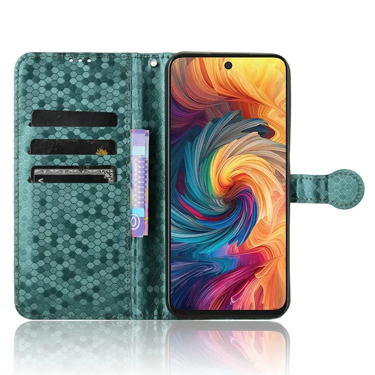 Für ZTE Blade V70 Geldbörsentasche Punktmuster Prägung PU-Leder Handyhülle - Grün