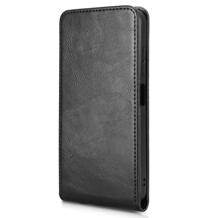 For ZTE Blade V70 Case with Card Slot Magnetic Vertical Flip Leather Phone Cover - Black