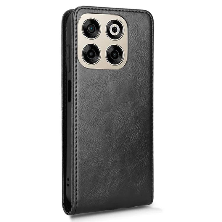 For ZTE Blade V70 Case with Card Slot Magnetic Vertical Flip Leather Phone Cover - Black