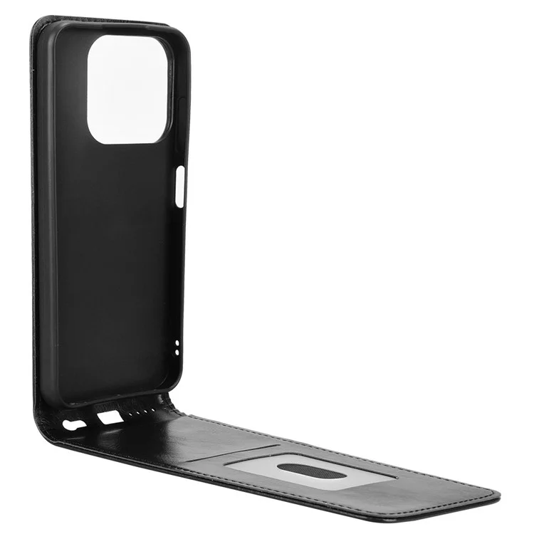 For ZTE Blade V70 Case with Card Slot Magnetic Vertical Flip Leather Phone Cover - Black