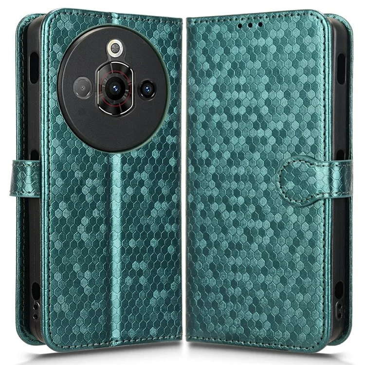 Для ZTE nubia Focus Pro Чехол-книжка в горошек из искусственной кожи - Зеленый