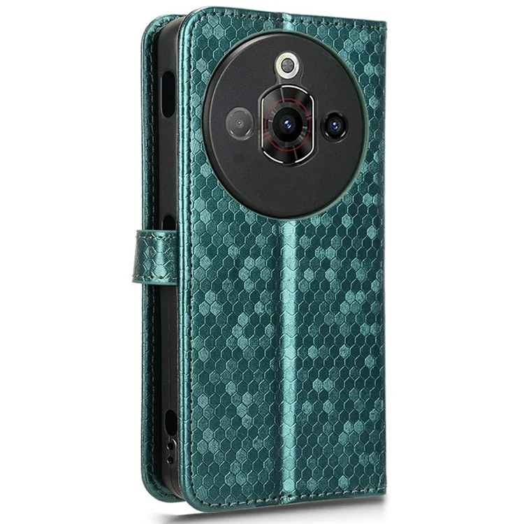 Для ZTE nubia Focus Pro Чехол-книжка в горошек из искусственной кожи - Зеленый