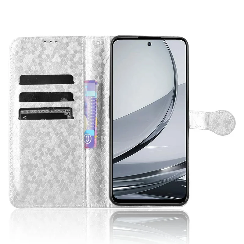 For ZTE nubia Focus Pro Wallet Case Dot Pattern Imprint PU Leather Phone Cover - Silver