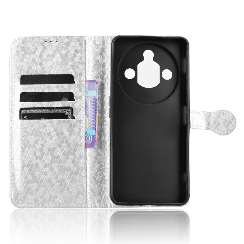 For ZTE nubia Focus Pro Wallet Case Dot Pattern Imprint PU Leather Phone Cover - Silver