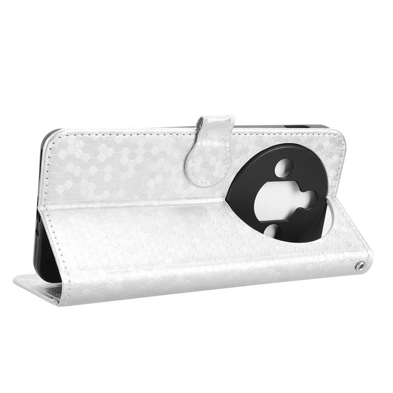 For ZTE nubia Focus Pro Wallet Case Dot Pattern Imprint PU Leather Phone Cover - Silver