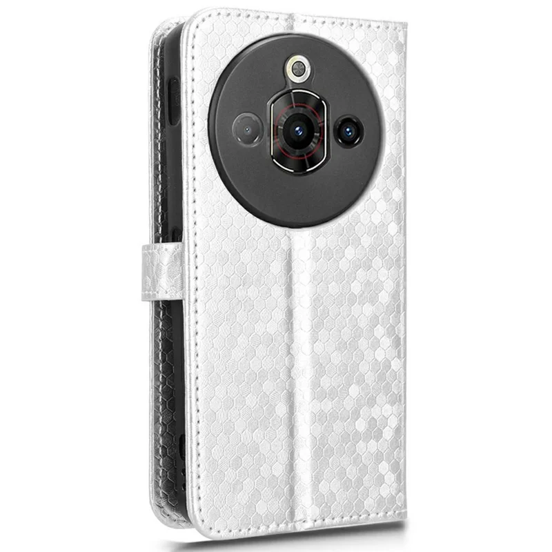 For ZTE nubia Focus Pro Wallet Case Dot Pattern Imprint PU Leather Phone Cover - Silver