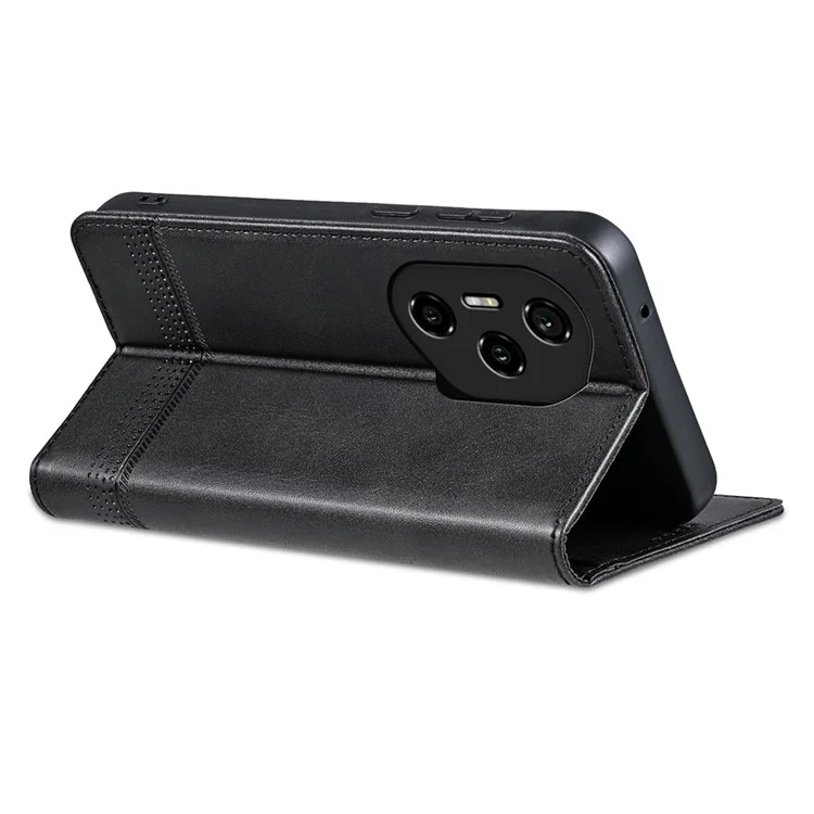 AZNS For Honor 300 Pro Case Custodia in pelle di vacchetta con texture - Nero