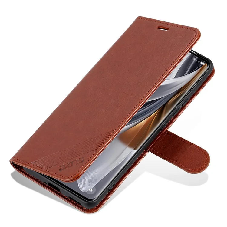 AZNS Für Oppo A5 Pro 5G Hülle Anti-Kratzer PU-Leder Ständer Brieftasche Handyhülle - Braun