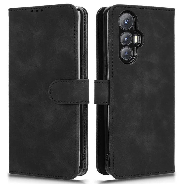 Für Cubot Max 5 Ledertasche Hautgefühl Anti-Drop Wallet Flip Handyhülle - Schwarz