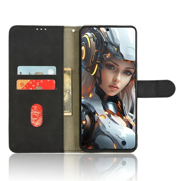 Für Cubot Max 5 Ledertasche Hautgefühl Anti-Drop Wallet Flip Handyhülle - Schwarz