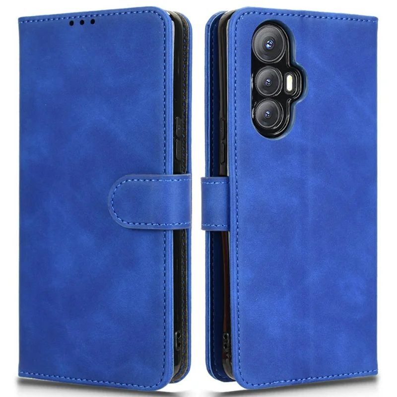 For Cubot Max 5 Leather Case Skin Feel Anti Drop Wallet Flip Phone Cover - Blue