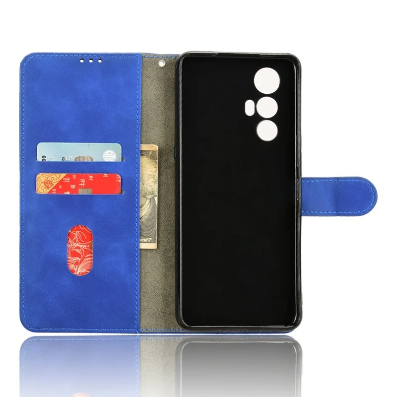 For Cubot Max 5 Leather Case Skin Feel Anti Drop Wallet Flip Phone Cover - Blue