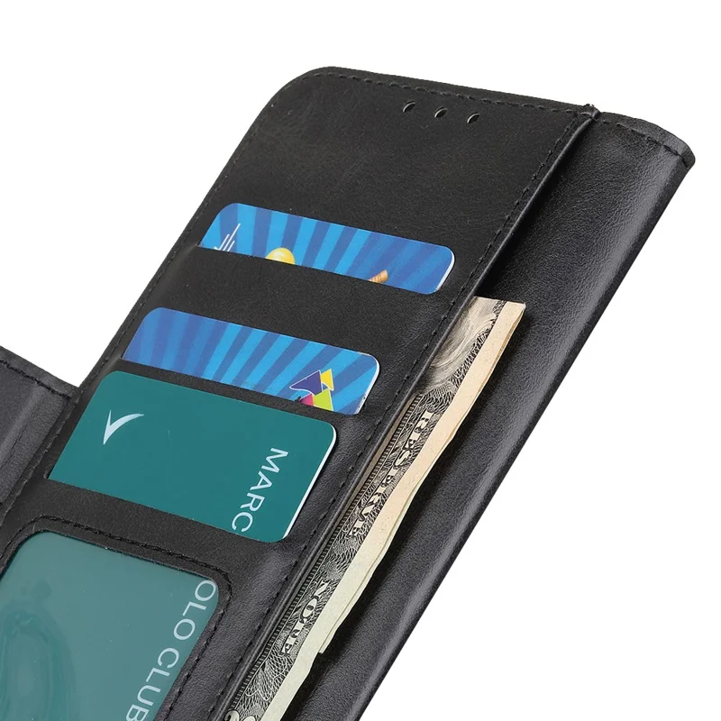 Obudowa z funkcją wieszaka i portfelem z teksturą skórzaną krowiej dla OnePlus 13R 5G / Ace 5 5G, pokrowiec z poliuretanowej skóry PU - Czarny