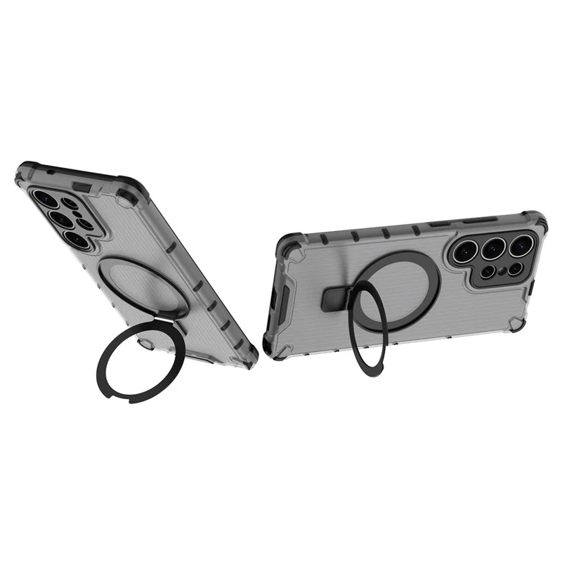 For Samsung Galaxy S25 Case with Kickstand PC+TPU Phone Cover Magnetic Case - Grey