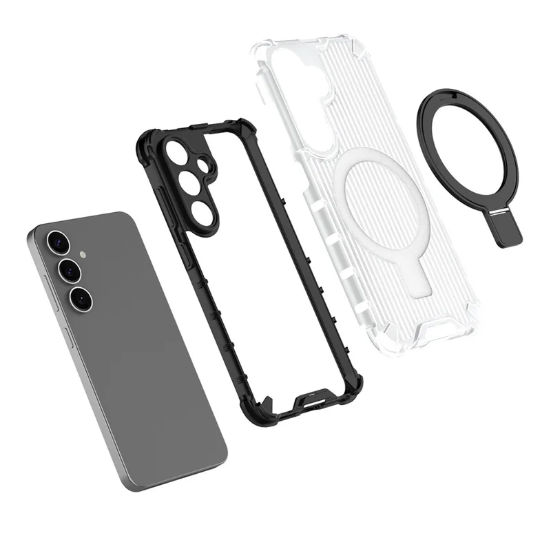 For Samsung Galaxy S25 Ultra Case with Kickstand PC+TPU Phone Cover Compatible with MagSafe - Grey