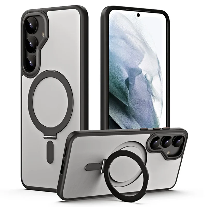 Capa para Samsung Galaxy S25+ compatível com MagSafe, de TPU e acrílico com suporte - Preta