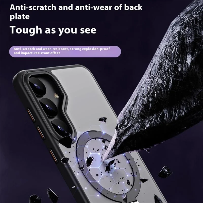 Capa para Samsung Galaxy S25+ compatível com MagSafe, de TPU e acrílico com suporte - Preta