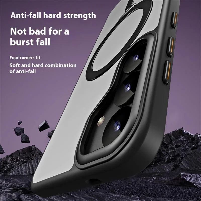 Capa para Samsung Galaxy S25+ compatível com MagSafe, de TPU e acrílico com suporte - Preta