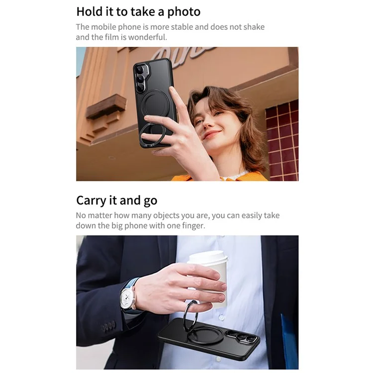 For Samsung Galaxy S25+ Case Compatible with MagSafe TPU + Acrylic + Metal Kickstand Matte Phone Cover - Black