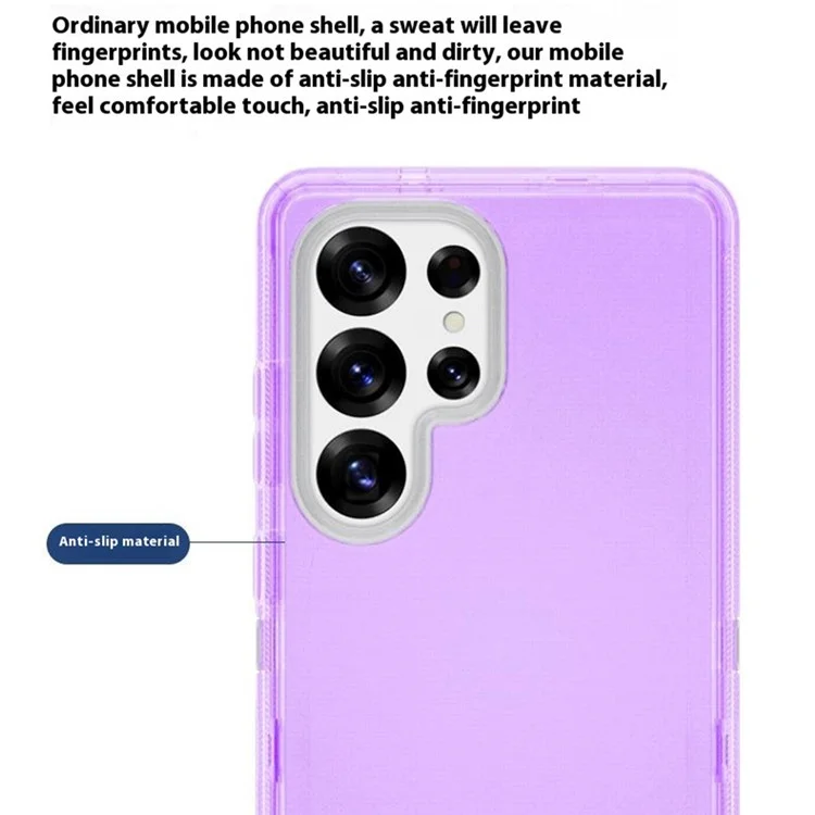 Coque de téléphone pour Samsung Galaxy S25 Ultra avec support TPU + PC Double protection anti-chute - Violet transparent
