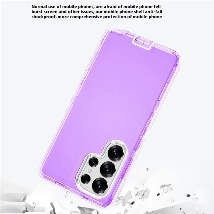 Coque de téléphone pour Samsung Galaxy S25 Ultra avec support TPU + PC Double protection anti-chute - Violet transparent