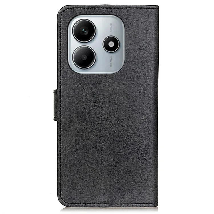 Für Xiaomi Redmi Note 14 5G Wallet Case Kuhfell-Textur Leder Standfunktion Handyhülle - Schwarz